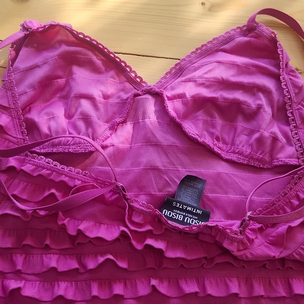 Bisou Bisou by Michele Bohbot Vintage Y2K Pink Ruffle Dress Slip M - Picture 14 of 14
